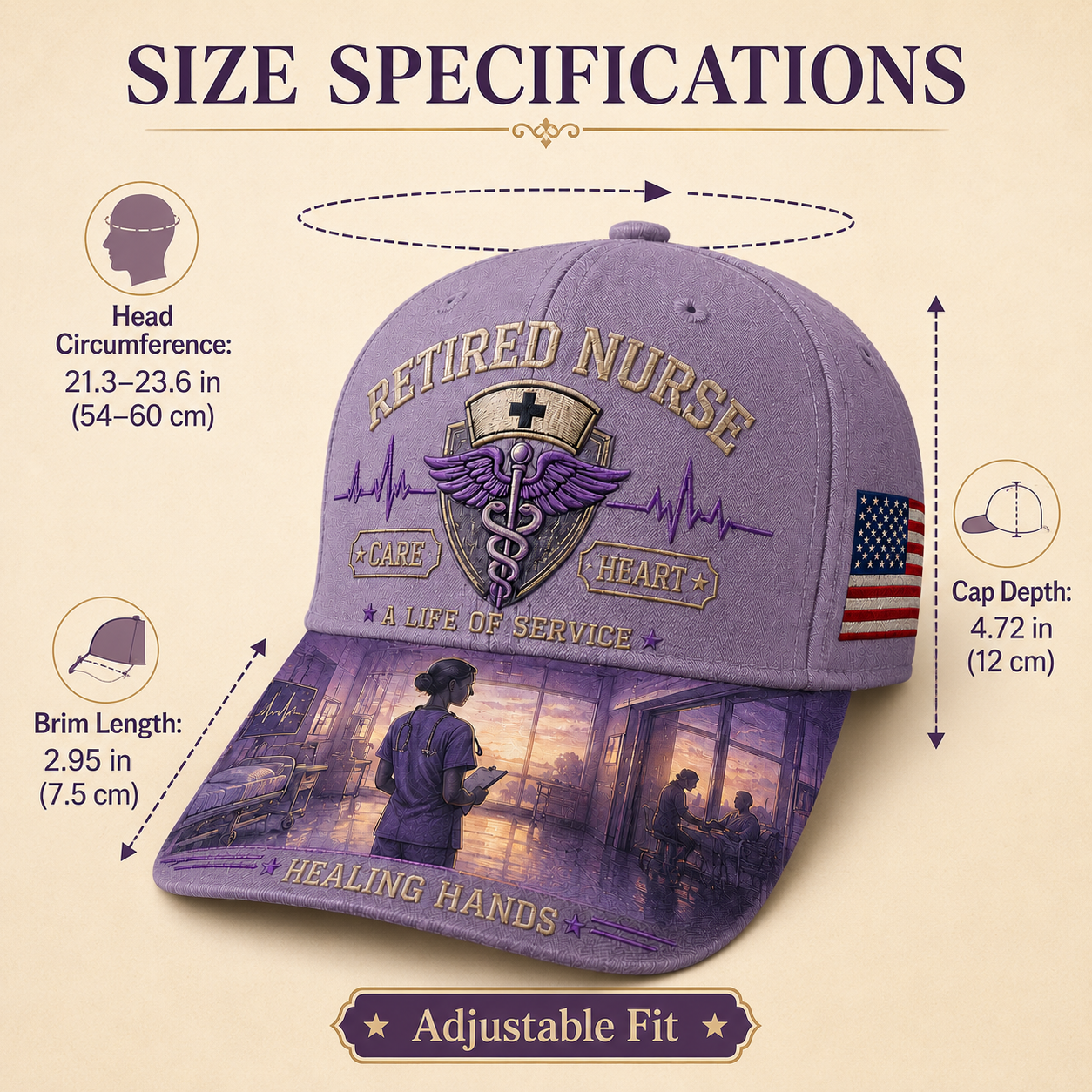 💜Retired Nurse Healing Hands Commemorative Cap🧢