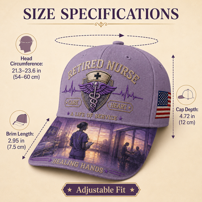 💜Retired Nurse Healing Hands Commemorative Cap🧢