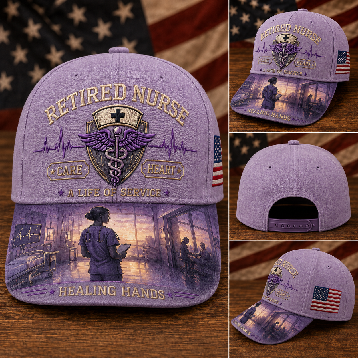 💜Retired Nurse Healing Hands Commemorative Cap🧢