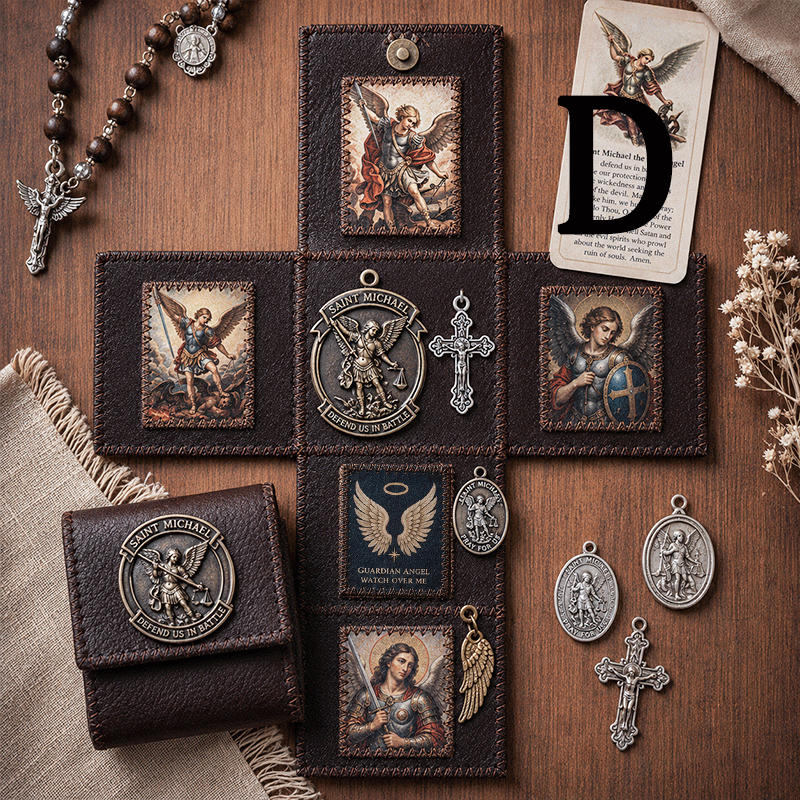 ✝️Catholic Foldable Leather Pocket Prayer Shrine, 4 Sacred Mini Travel Altar