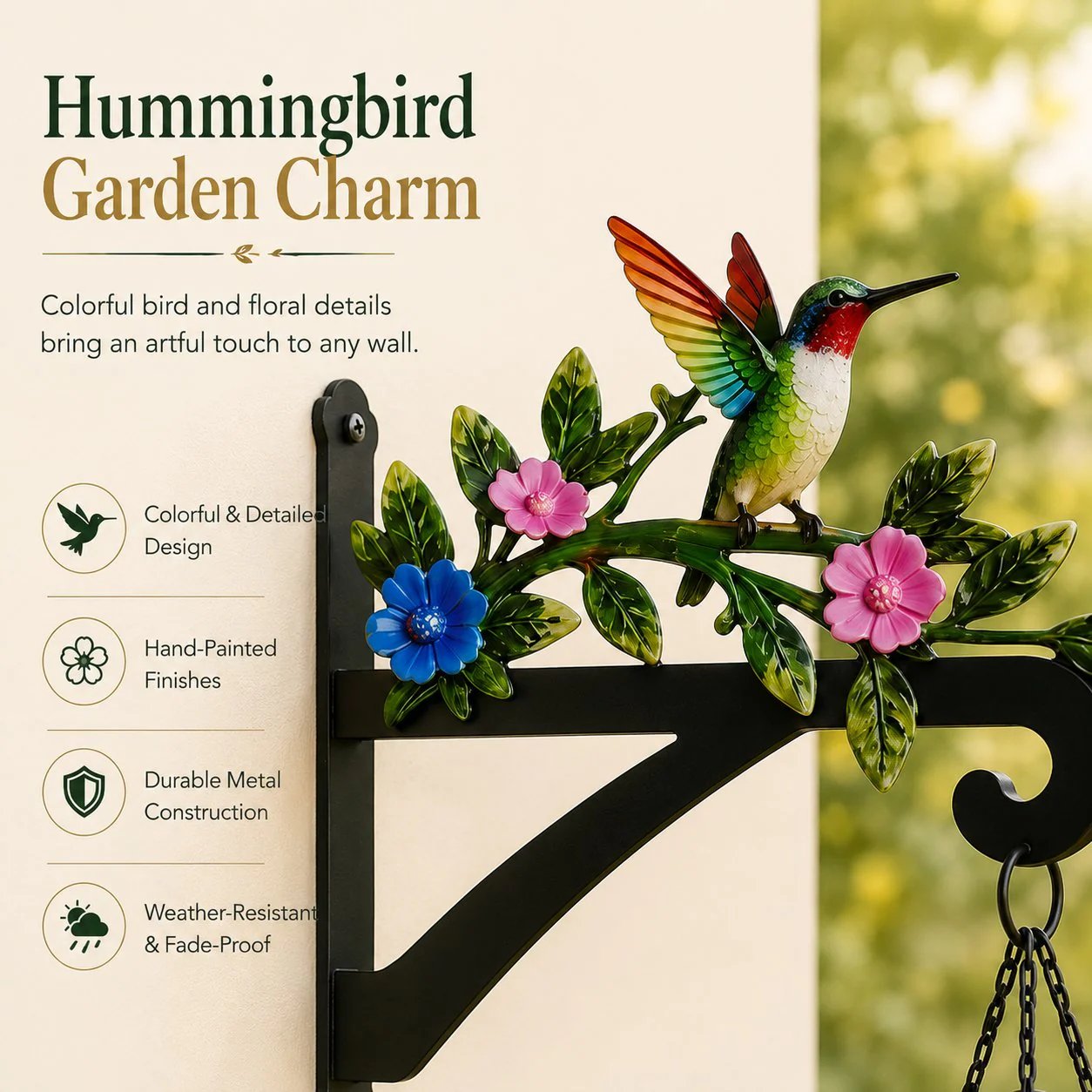Hummingbird Flower Metal Wall Bracket