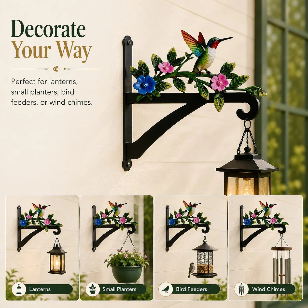 Hummingbird Flower Metal Wall Bracket