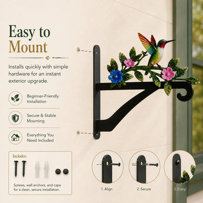 Hummingbird Flower Metal Wall Bracket