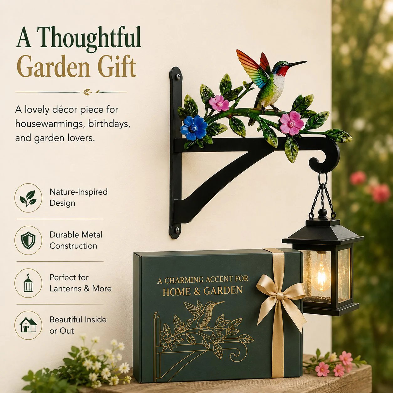 Hummingbird Flower Metal Wall Bracket