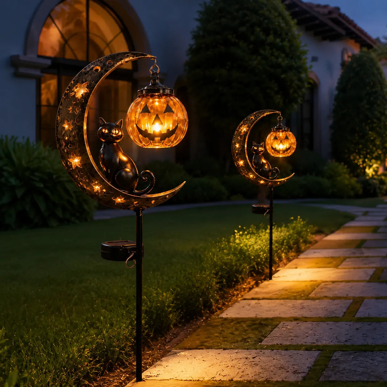 🔥Limited Time 50% OFF🎃Halloween Moon Black Cat Solar Garden Stake Light
