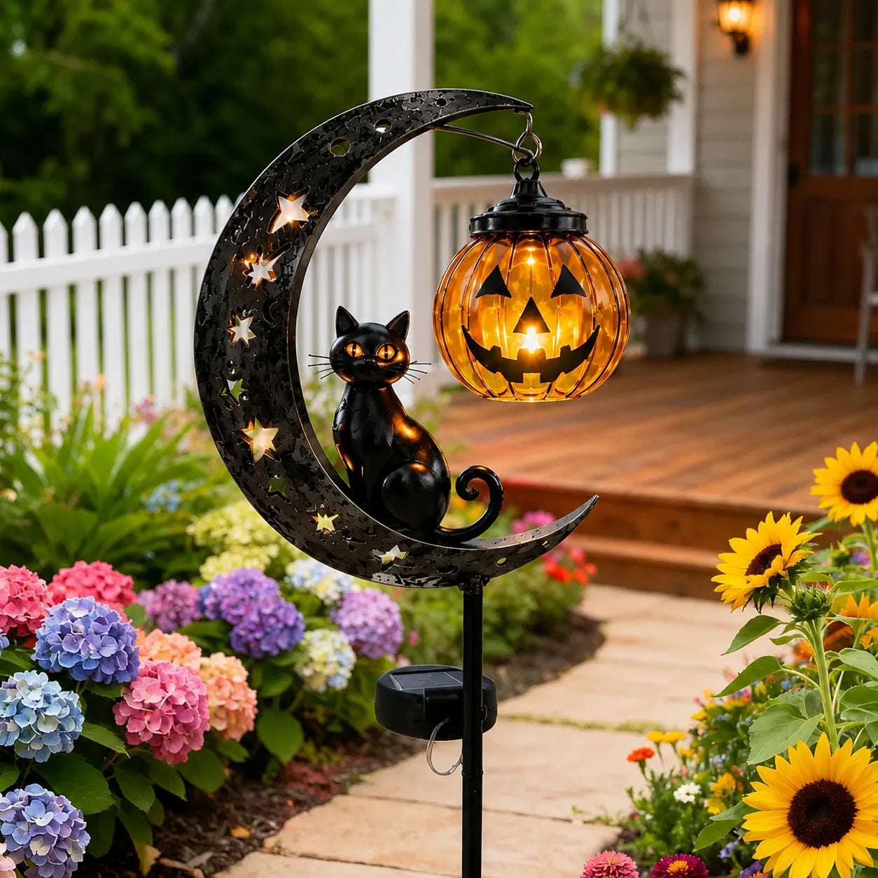 🔥Limited Time 50% OFF🎃Halloween Moon Black Cat Solar Garden Stake Light