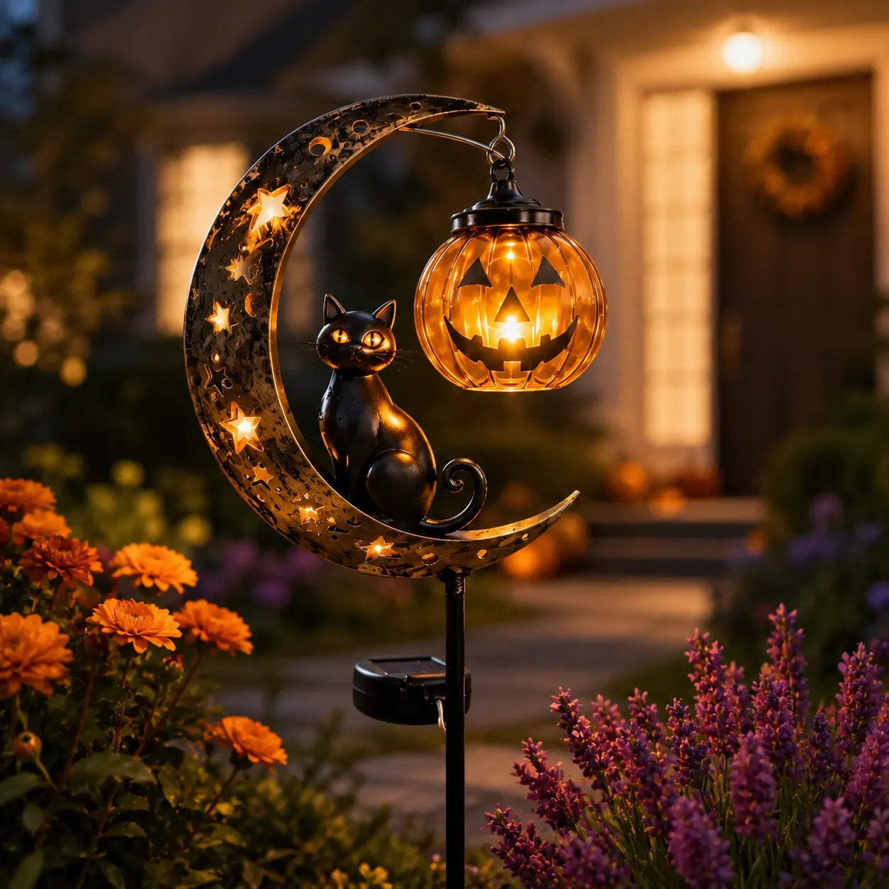 🔥Limited Time 50% OFF🎃Halloween Moon Black Cat Solar Garden Stake Light