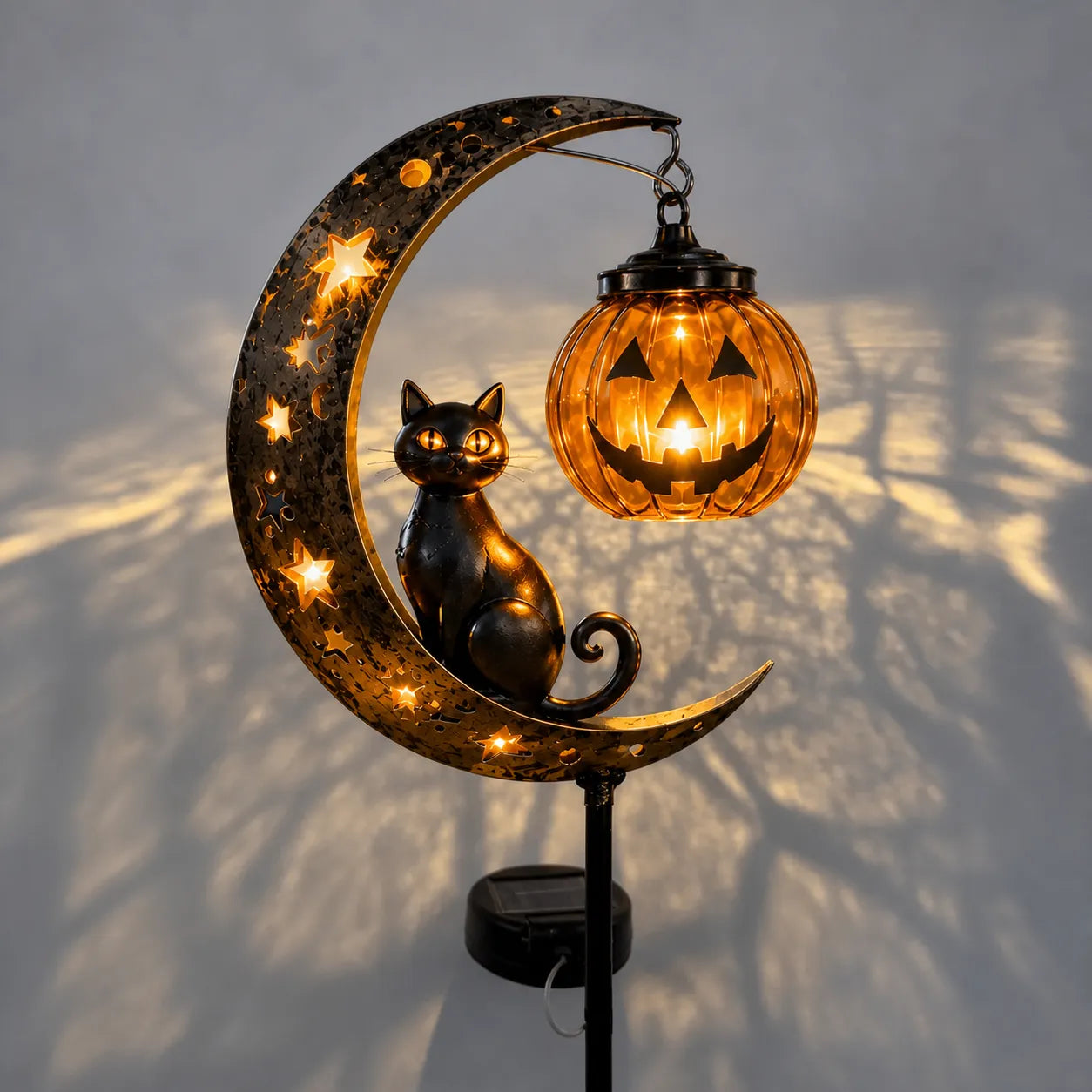 🔥Limited Time 50% OFF🎃Halloween Moon Black Cat Solar Garden Stake Light