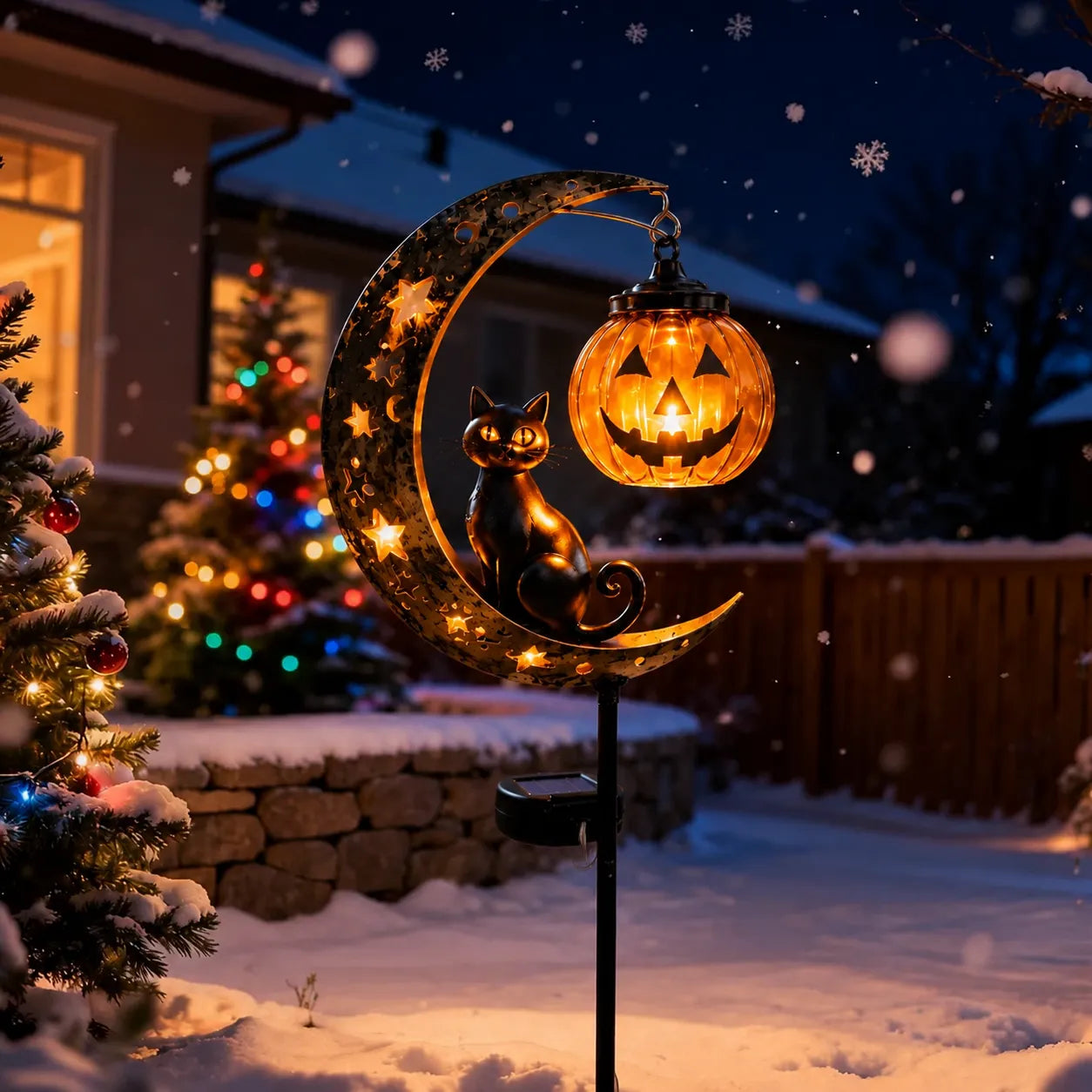 🔥Limited Time 50% OFF🎃Halloween Moon Black Cat Solar Garden Stake Light