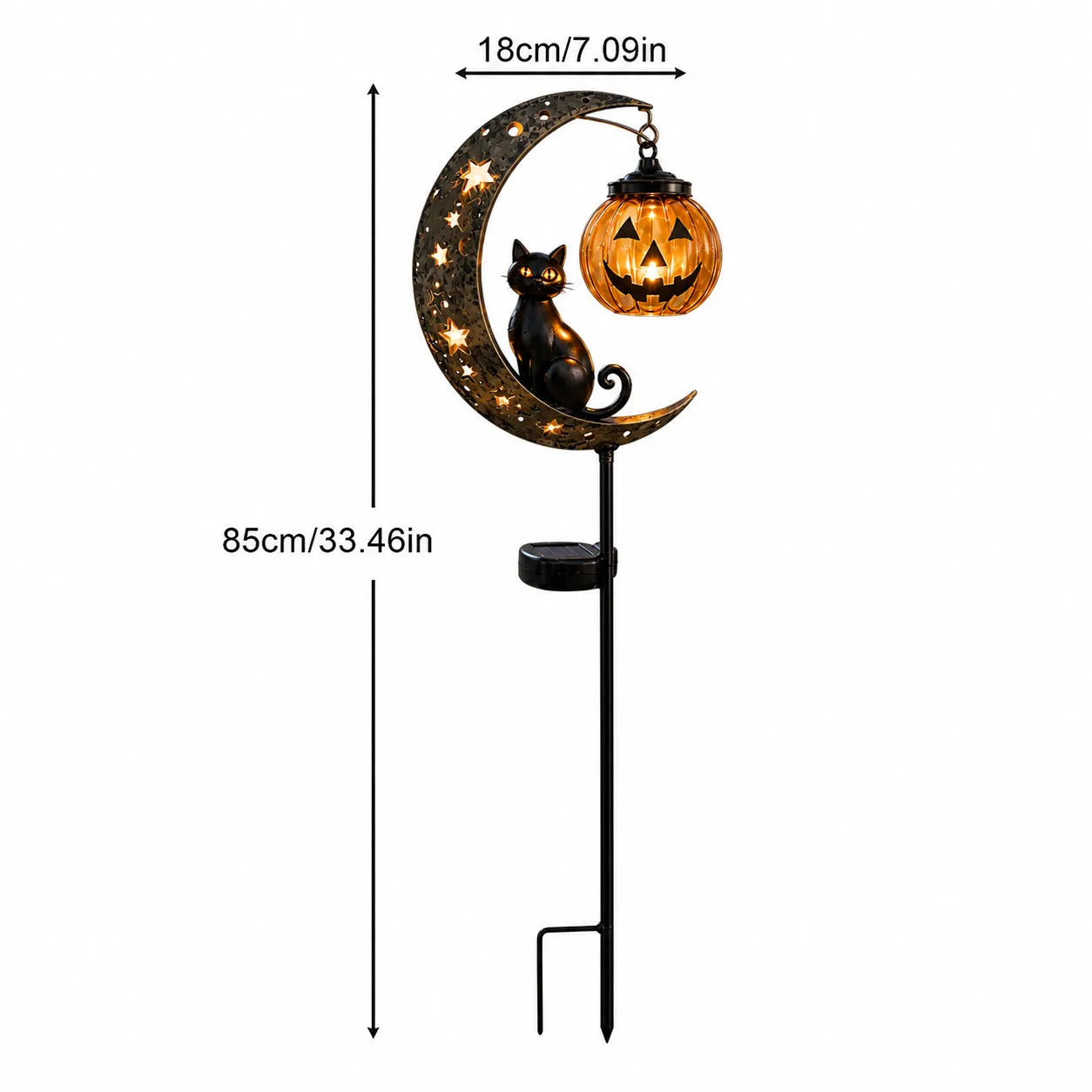 🔥Limited Time 50% OFF🎃Halloween Moon Black Cat Solar Garden Stake Light