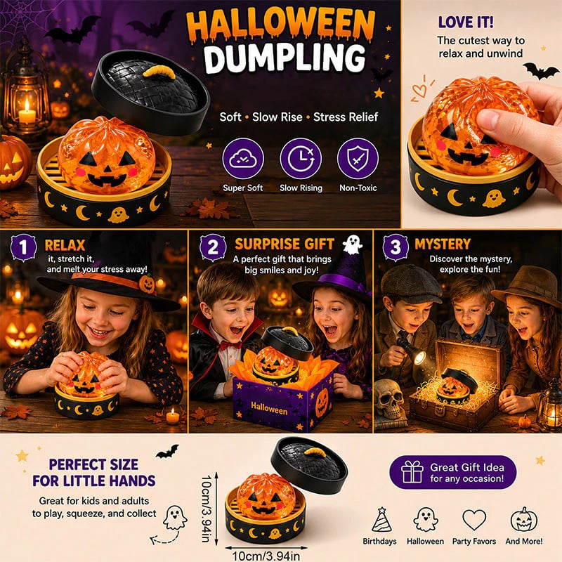 🎃 Halloween Dumpling Squeeze Squishy Toy|Premium Gift Box Set🎁
