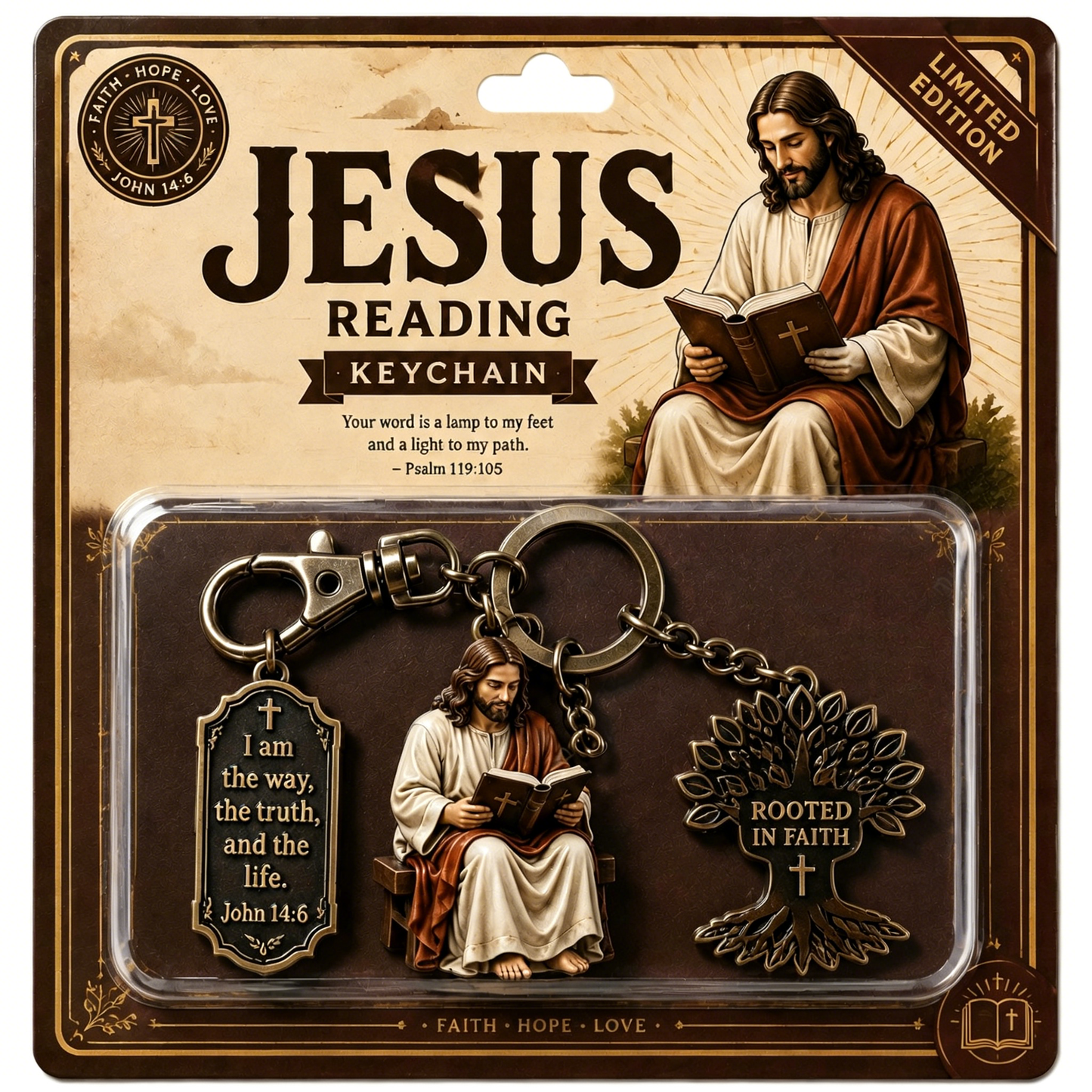 🔥Last Day 50% OFF✝️Jesus Reading Keychain
