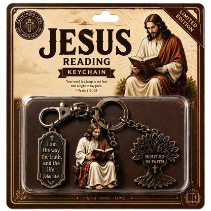🔥Last Day 50% OFF✝️Jesus Reading Keychain
