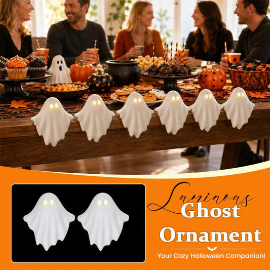 👻✨Luminous Ghost Table Edge Ornaments, Warm Mini LED Ghost Decor for Halloween Party Tabletop