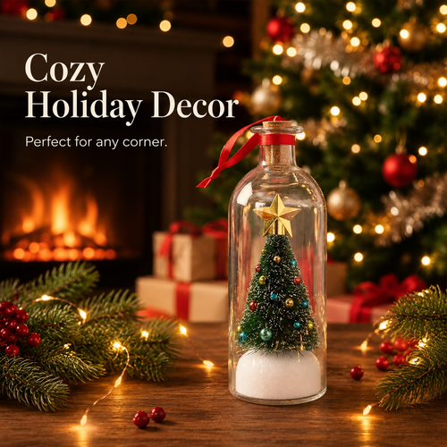 🔥Recordable Christmas Tree Bottle Ornament, Personalized Voice Message Holiday Tabletop Decor Gift