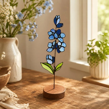 💐Stained Glass Flower Tabletop Ornament, Colorful Floral Suncatcher Stand Decor