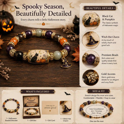 👻Limited Edition 2026 Halloween Black Cat Pumpkin Beaded Bracelet Gift Set