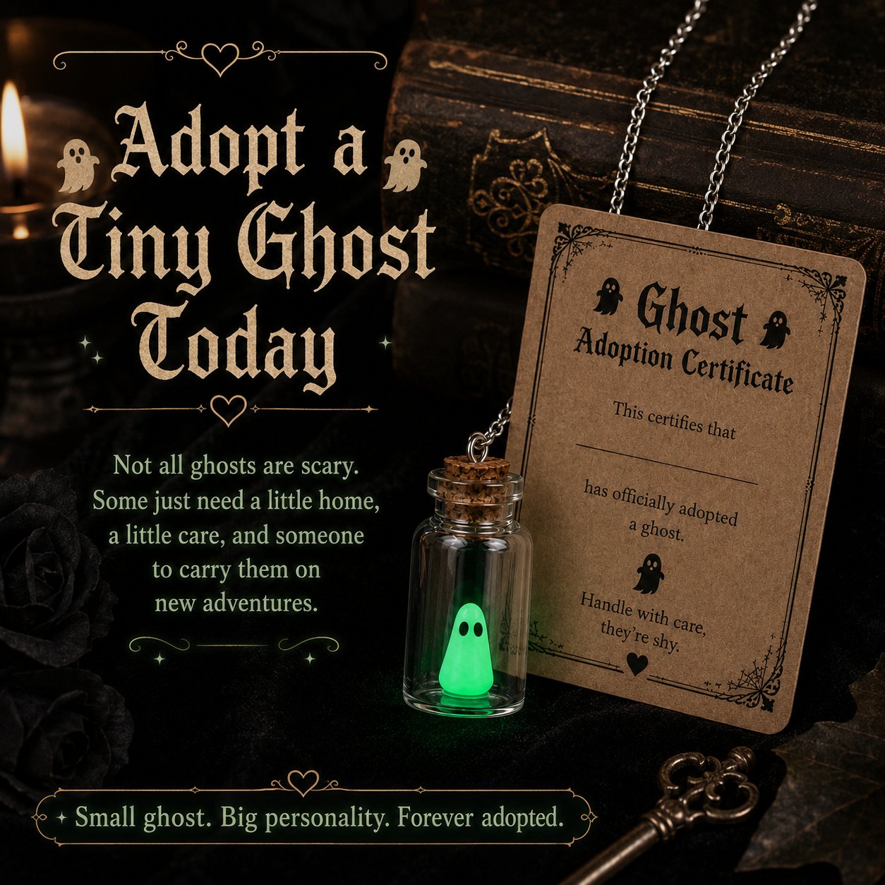 🔥 Last Day 50% OFF-Ghost Adoption Necklace,Funny Halloween Jewelry Gift
