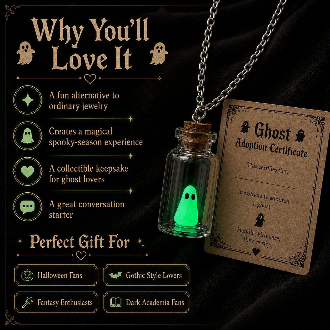 🔥 Last Day 50% OFF-Ghost Adoption Necklace,Funny Halloween Jewelry Gift