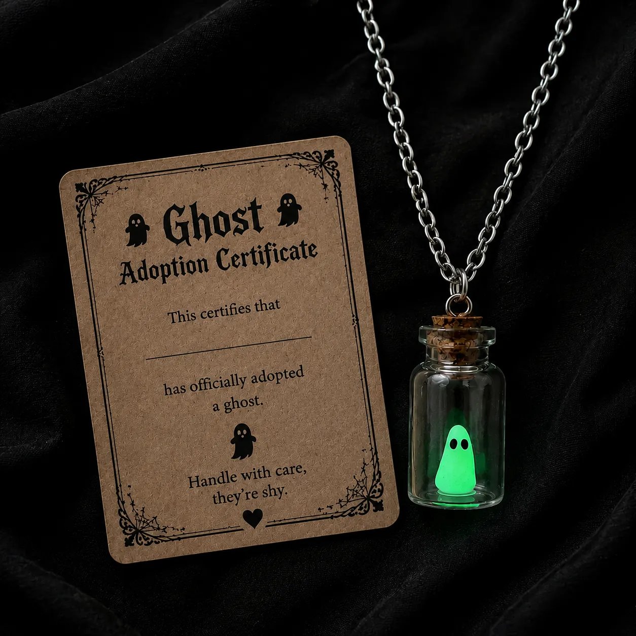 🔥 Last Day 50% OFF-Ghost Adoption Necklace,Funny Halloween Jewelry Gift
