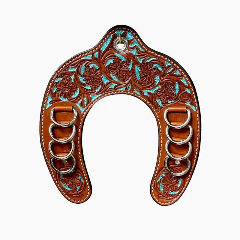 Handcrafted Leather Horseshoe   Wild Rag Holder | Western Scarf   & Bandana Organizer