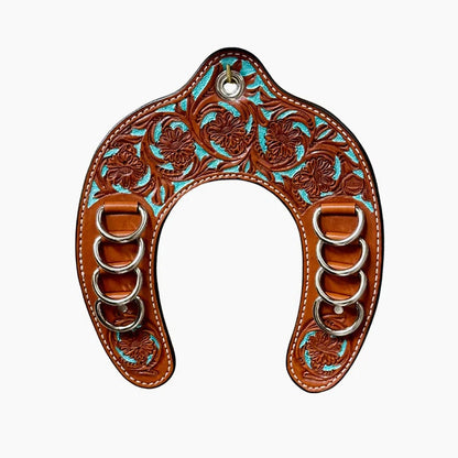 Handcrafted Leather Horseshoe   Wild Rag Holder | Western Scarf   & Bandana Organizer