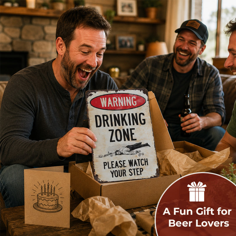 Funny Warning Drinking Zone Vintage Bar Metal Sign 🍺🚧