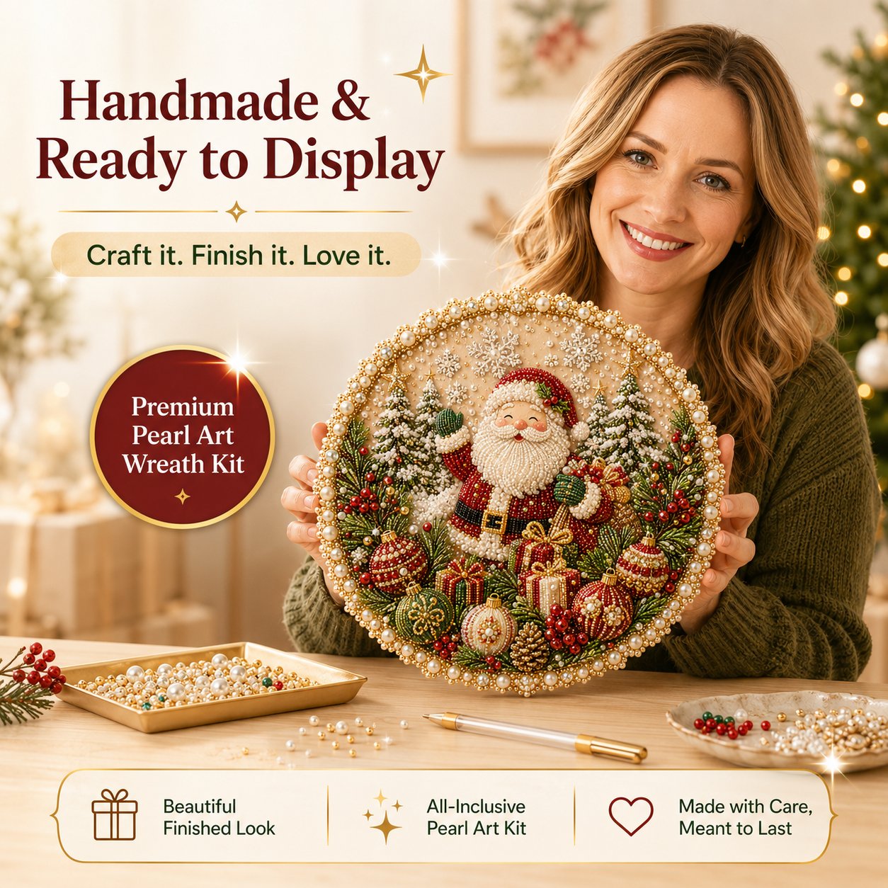 Last Day 50% OFF - 🌸🌻🍂🎄 Four Seasons & Holiday Pearl Art Hanging Wreath Kit