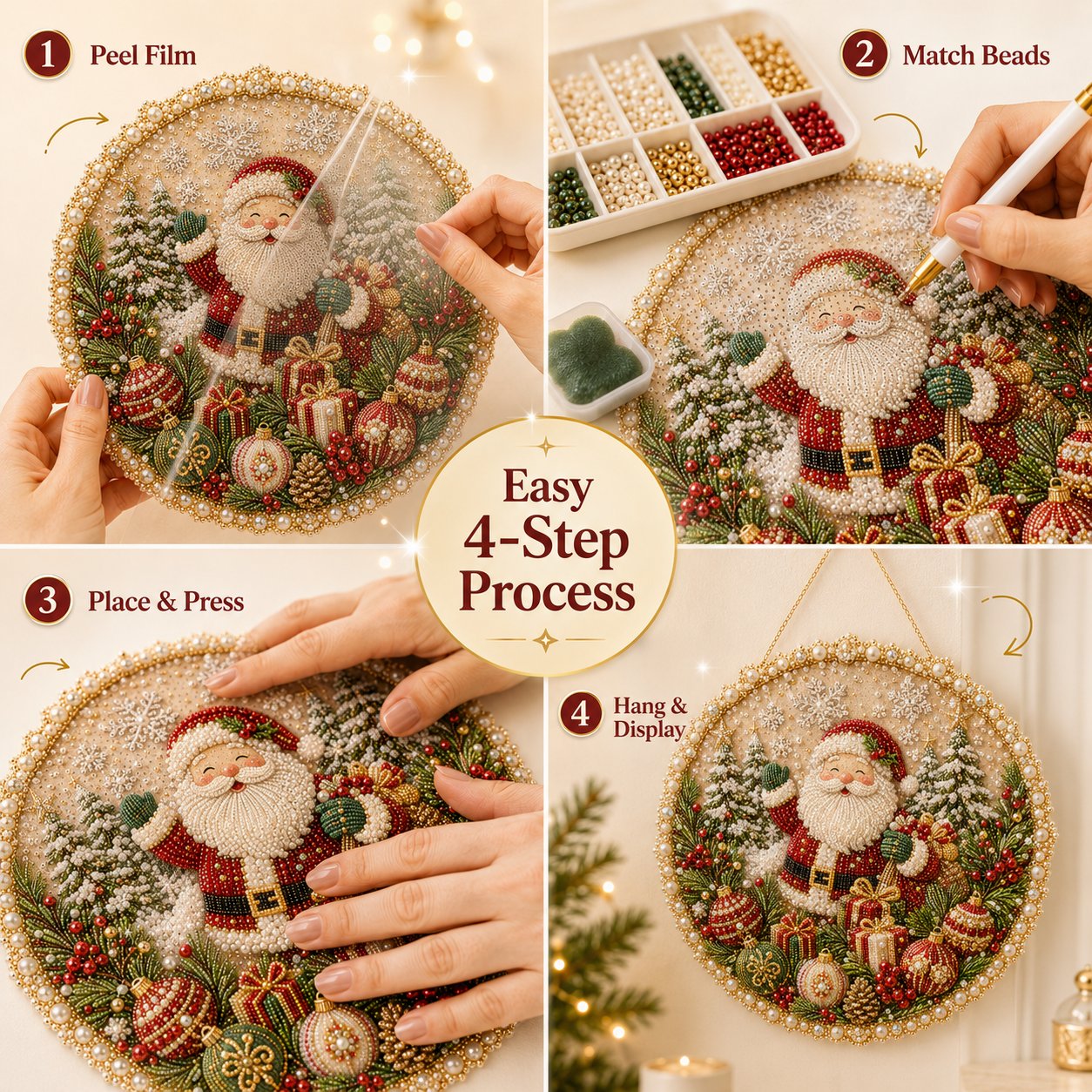 Last Day 50% OFF - 🌸🌻🍂🎄 Four Seasons & Holiday Pearl Art Hanging Wreath Kit