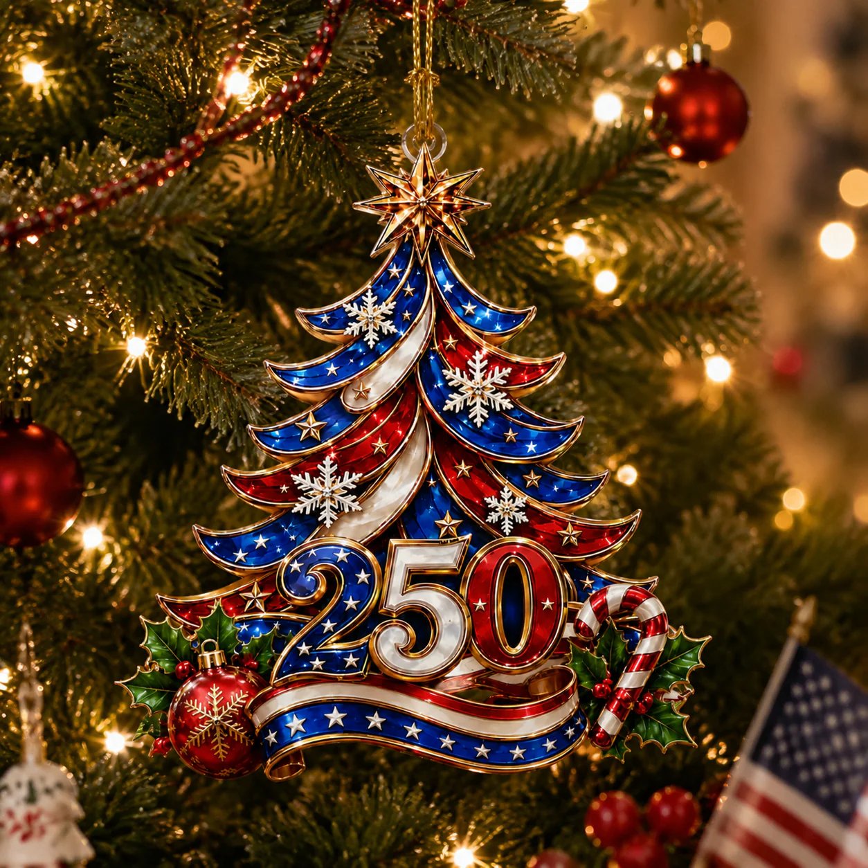🎉USA 250th Anniversary Christmas Ornament