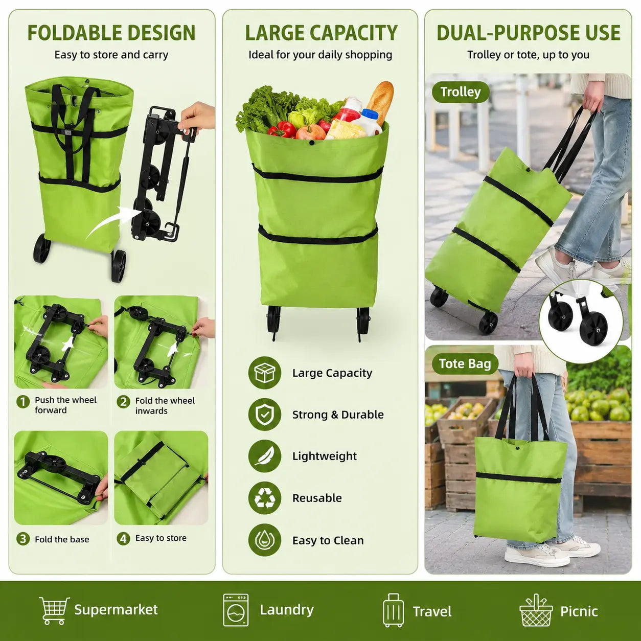 🔥HOT SALE 50% OFF 🔥Foldable 2-in-1 Shopping Bag