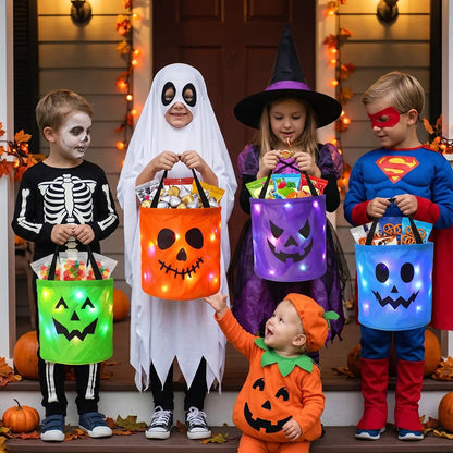 🔥Limited Time 50% OFF🍬 4 Pack LED Light Up Halloween Trick Or Treat Bucket Set