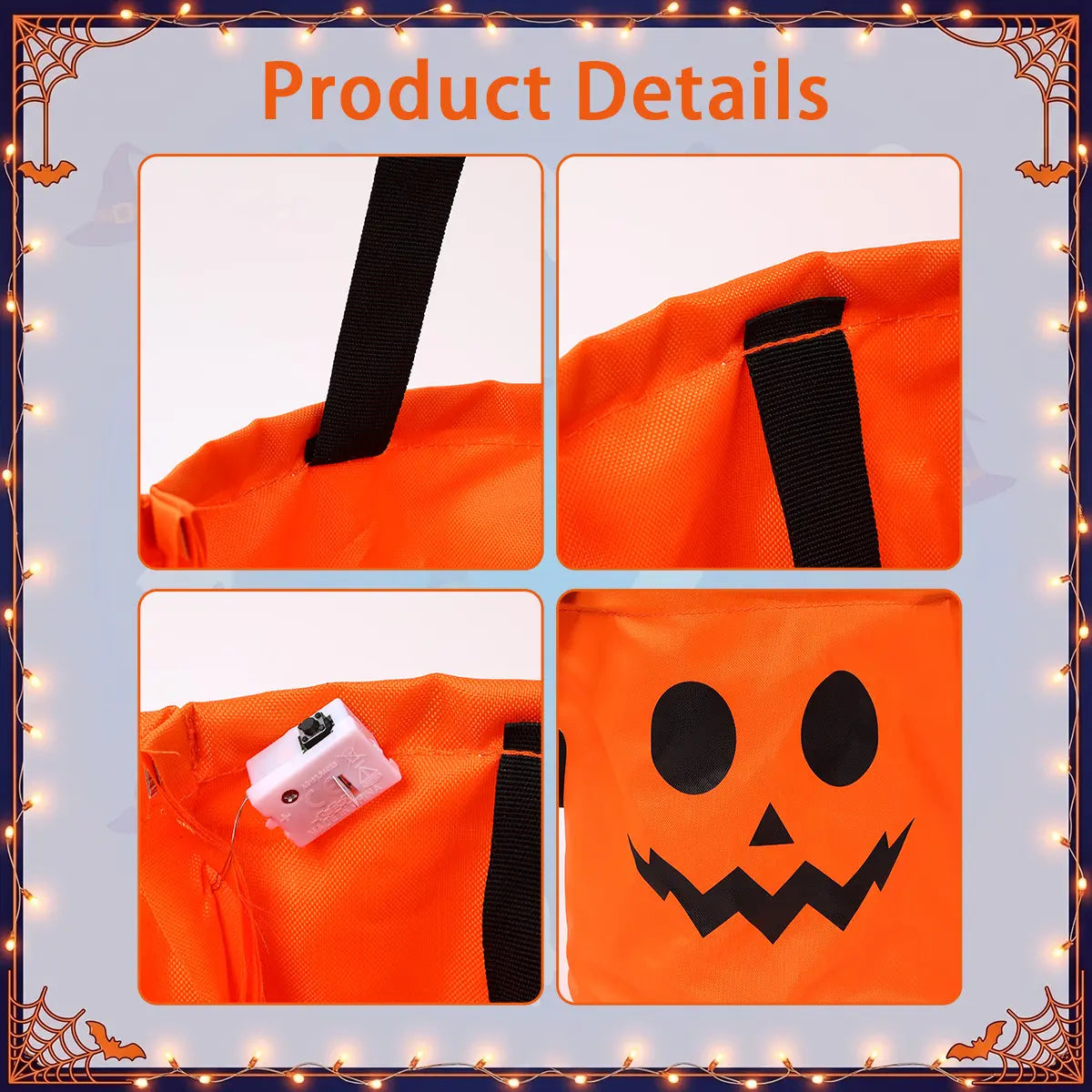 🔥Limited Time 50% OFF🍬 4 Pack LED Light Up Halloween Trick Or Treat Bucket Set