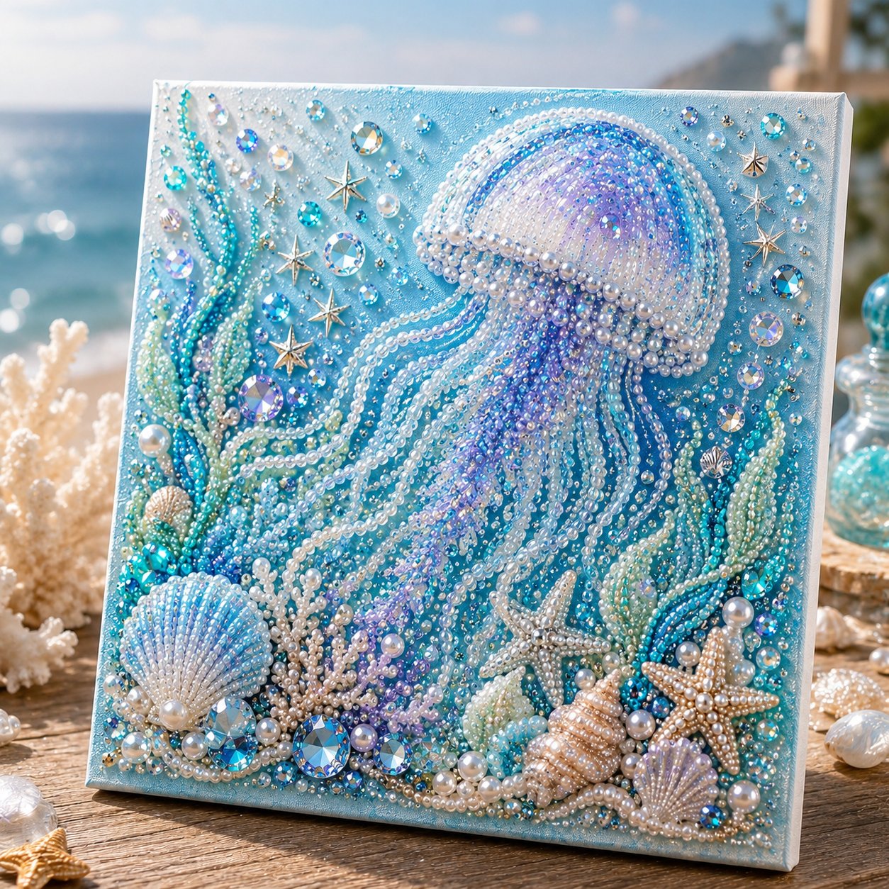 💥 Last Day 60% OFF - 🌊💙 Ocean Theme Pearl Art DIY Kit|Relaxing DIY Craft to Create Stunning Coastal Artwork