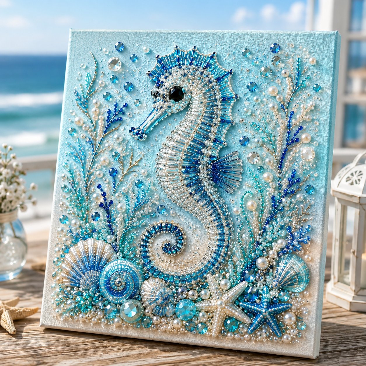 💥 Last Day 60% OFF - 🌊💙 Ocean Theme Pearl Art DIY Kit|Relaxing DIY Craft to Create Stunning Coastal Artwork