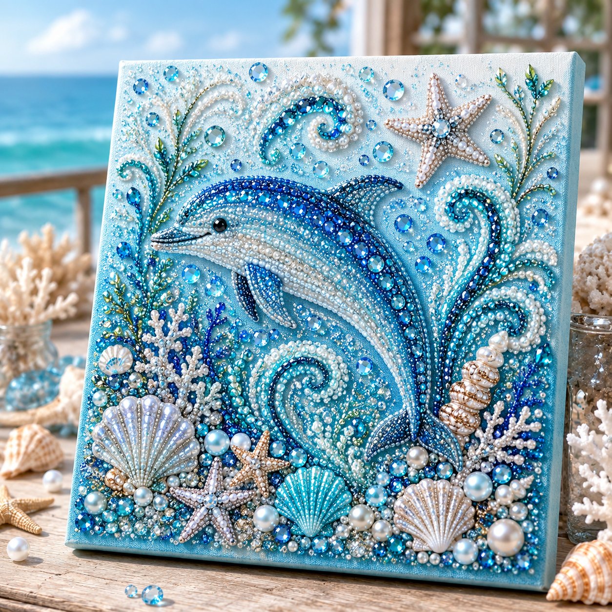 💥 Last Day 60% OFF - 🌊💙 Ocean Theme Pearl Art DIY Kit|Relaxing DIY Craft to Create Stunning Coastal Artwork
