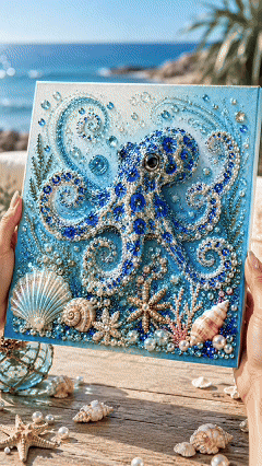 💥 Last Day 60% OFF - 🌊💙 Ocean Theme Pearl Art DIY Kit|Relaxing DIY Craft to Create Stunning Coastal Artwork