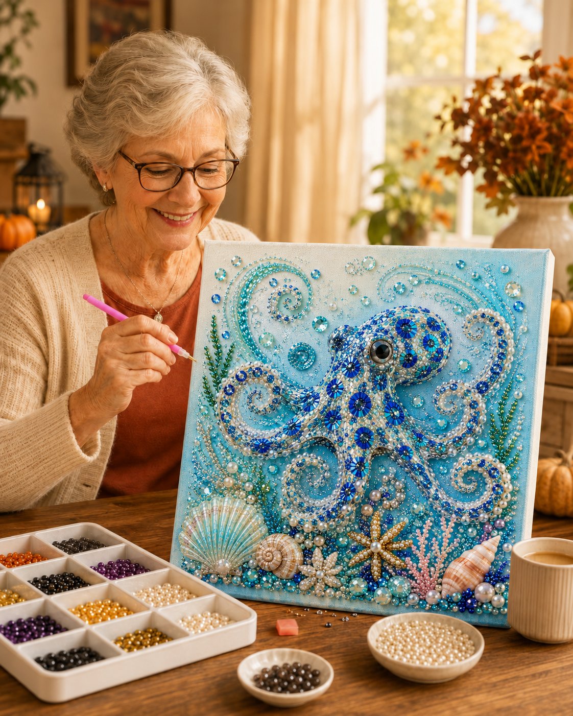 💥 Last Day 60% OFF - 🌊💙 Ocean Theme Pearl Art DIY Kit|Relaxing DIY Craft to Create Stunning Coastal Artwork