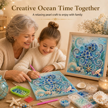 💥 Last Day 60% OFF - 🌊💙 Ocean Theme Pearl Art DIY Kit|Relaxing DIY Craft to Create Stunning Coastal Artwork