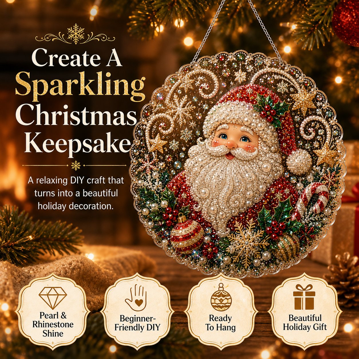 🎄 LAST DAY 50% OFF – ✨ Christmas Pearl Diamond Art Hanging Ornament Kit