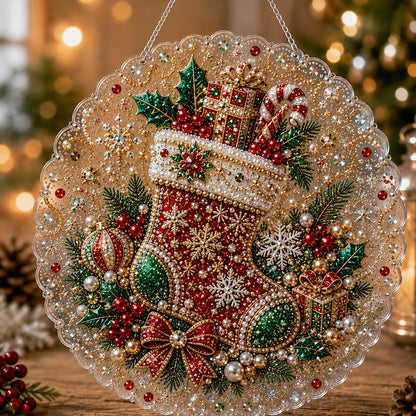 🎄 LAST DAY 50% OFF – ✨ Christmas Pearl Diamond Art Hanging Ornament Kit