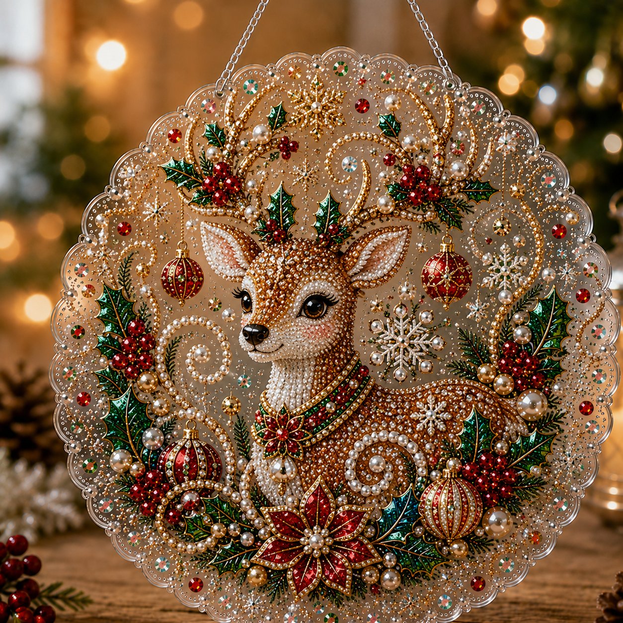 🎄 LAST DAY 50% OFF – ✨ Christmas Pearl Diamond Art Hanging Ornament Kit