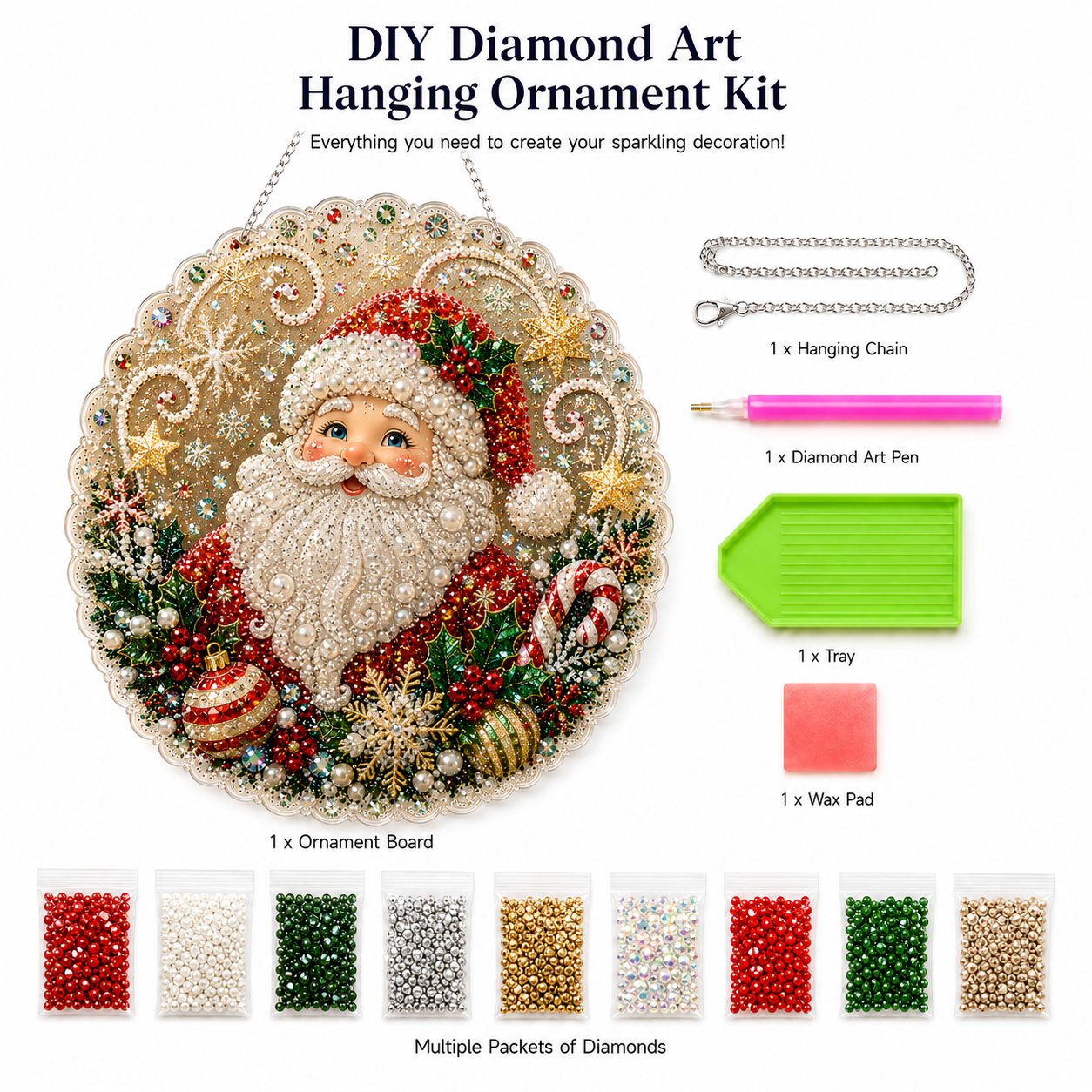 🎄 LAST DAY 50% OFF – ✨ Christmas Pearl Diamond Art Hanging Ornament Kit