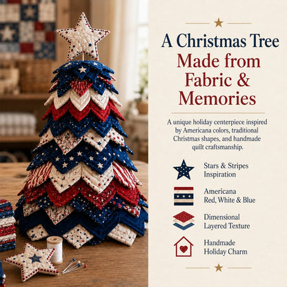 🔥Last Day 50% OFF - 🇺🇸 Americana Christmas Tree Quilt Kit | All-in-One Christmas Quilting Craft Kit