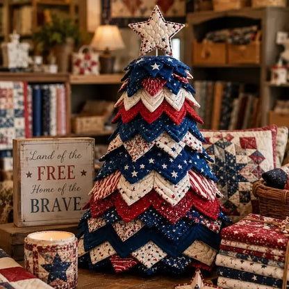 🔥Last Day 50% OFF - 🇺🇸 Americana Christmas Tree Quilt Kit | All-in-One Christmas Quilting Craft Kit