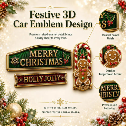 🔥 50K+ SOLD – 🎄 3-Piece Christmas Car Emblem Metal Badge Set