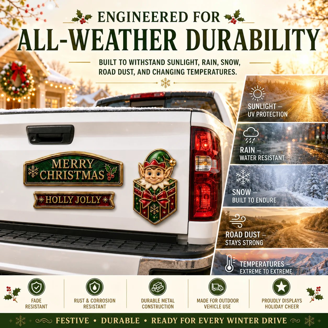🔥 50K+ SOLD – 🎄 3-Piece Christmas Car Emblem Metal Badge Set