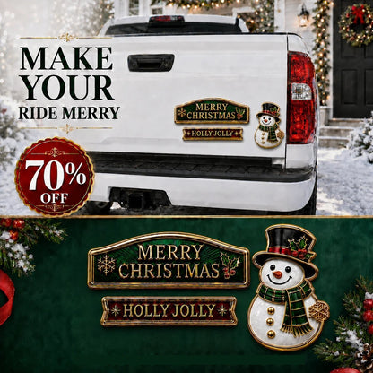 🔥 50K+ SOLD – 🎄 3-Piece Christmas Car Emblem Metal Badge Set