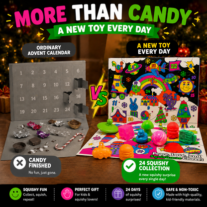 🔥Limited Time 50% OFF🎄 24-Day Cute Squishy Toy Advent Calendar | Christmas Countdown Sensory Surprise Box for Kids