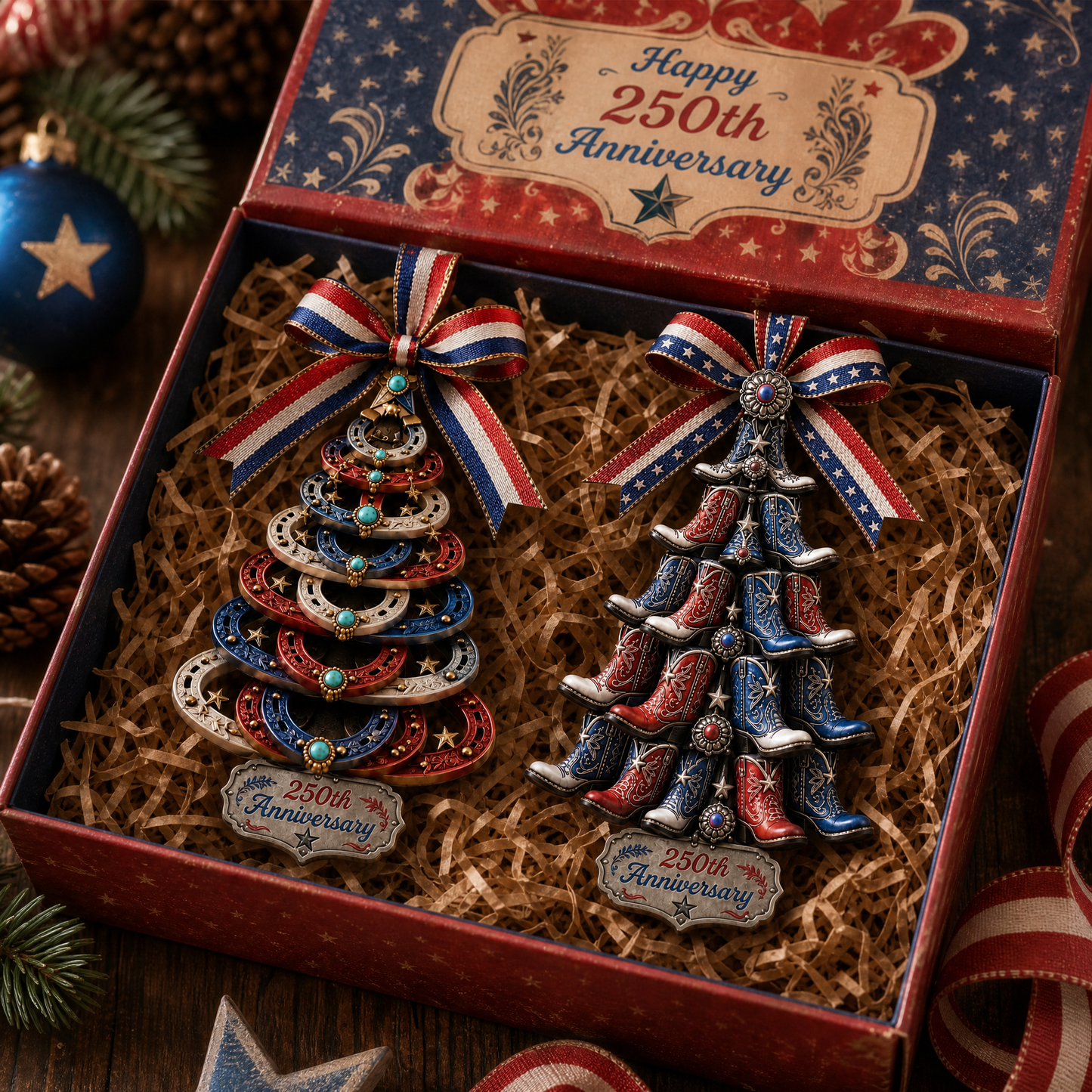 ✨250th Anniversary Horseshoe Christmas Tree Ornament